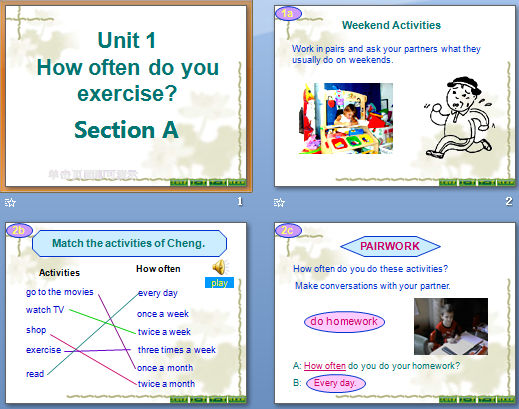 Unit 1 How often do you exercise?
Section A μͼ