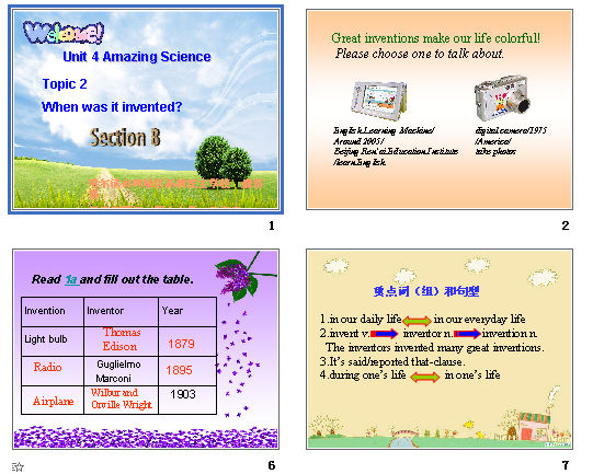 Unit 4 Amazing Science Topic 2 
When was it invented? Section B

 μͼ