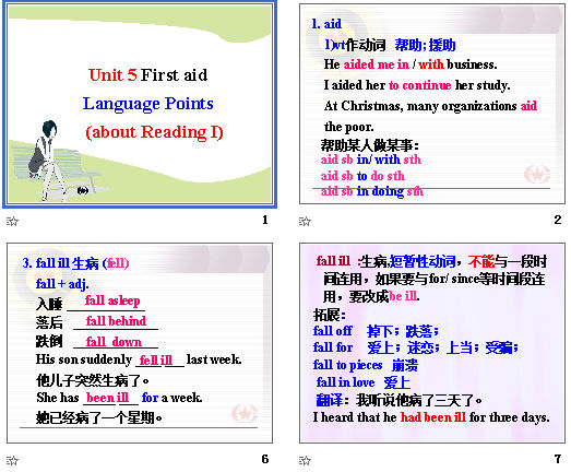 Unit 5 First aid Language Points(about Reading I)
 μͼ