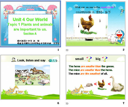 Unit 4 Our WorldTopic 1 Plants and animals are important to us.                      Section A  μͼ