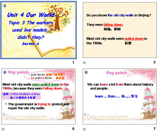 Unit 4 Our World Topic 3 The workers used live models, didnt they? Section A
 μͼ