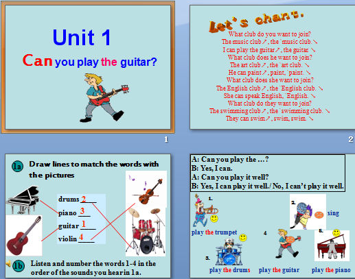 꼶²Unit 1 Can you play the guitar? μͼ