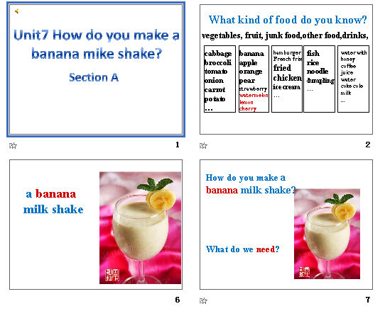 Ŀ Unit 7 How do you make a banana milk shake? Section A μͼ