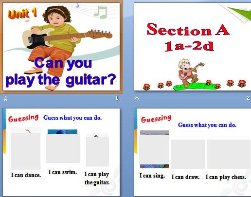 Unit 1    Can you 
play the guitar? Period 1 μͼ