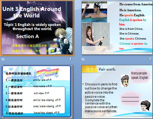 Unit 3 English Around the World Topic 1 English is widely spoken throughout the world.Section A

 μͼ