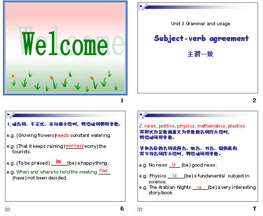 Unit 3 Grammar and usage Subject-verb agreement νһ½ μͼ