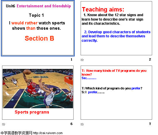 Unit 6 Entertainment and friendship Topic 1 I would rather watch sports shows than those ones.Section B μͼ