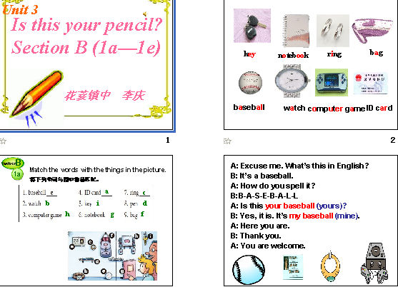 unit 3 Is this your pencil?(SectionB 1a-1e) μͼ