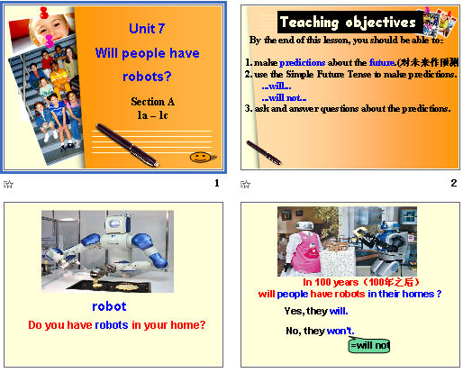 Unit 7Will people have robots?Section A 1a C 1c μͼ