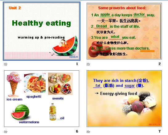 unit 1 Healthy  eatingwarming up and pre-reading μͼ