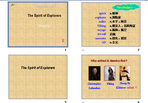 Module3 unit 7 the spirit of explorers reading μͼ